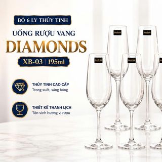 BỘ 6 LY THUỶ TINH UỐNG RƯỢU VANG DIAMONDS XB-03