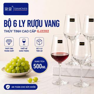BỘ 6 LY THUỶ TINH UỐNG RƯỢU VANG DIAMONDS GJ2202
