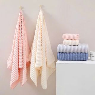 Khăn Tắm Nhung Sọc 70x140cm Có Xuất Hóa Đơn