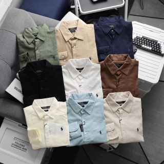 Sơ mi nam LINEN POLO tay dài.    Fom chuẩn.  Chất vải linen tưng - mềm - ko pha.