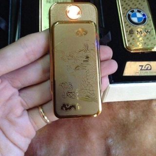 Bật Lửa Điện Cao Cấp Khắc Laser - Đầu Đốt Lò Xo Nhiệt, Thiết Kế Sang Trọng Rồng Vàng