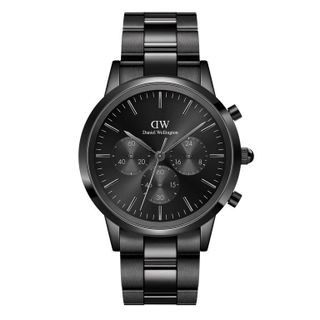 ĐỒNG HỒ NAM CAO CẤP D WELLINGTON ICONIC CHRONOGRAPH ONYXG DÂY THÉP ĐEN FULLBOX