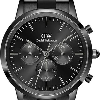 ĐỒNG HỒ NAM CAO CẤP D WELLINGTON ICONIC CHRONOGRAPH ONYXG DÂY THÉP ĐEN  FULLBOX