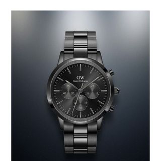 ĐỒNG HỒ NAM CAO CẤP D WELLINGTON ICONIC CHRONOGRAPH ONYXG DÂY THÉP ĐEN  FULLBOX