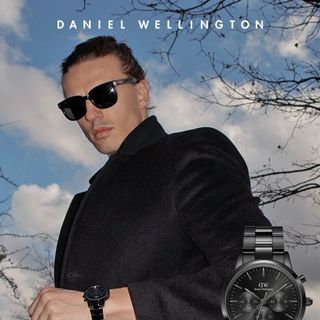 ĐỒNG HỒ NAM CAO CẤP D WELLINGTON ICONIC CHRONOGRAPH ONYXG DÂY THÉP ĐEN  FULLBOX