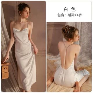 Váy ngủ lụa thiết kế dây đá