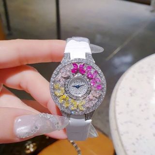 ĐỒNG HỒ NỮ SIÊU CẤP GRAF BUTTERFLY MẶT FULL XOÀN NHÂN TẠO DÂY DA TRẮNG