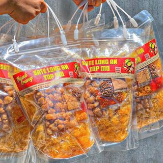 Bánh Tráng Sate Long An Tóp Mỡ Cực Cuốn Full Topping 500g