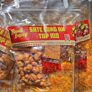 Bánh Tráng Sate Long An Tóp Mỡ Cực Cuốn Full Topping 300g