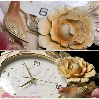 ĐỒNG HỒ TREO TƯỜNG MÁY SEIKO CAO CẤP ĐIÊU KHẮC NGHỆ THUẬT ĐÔI CHIM