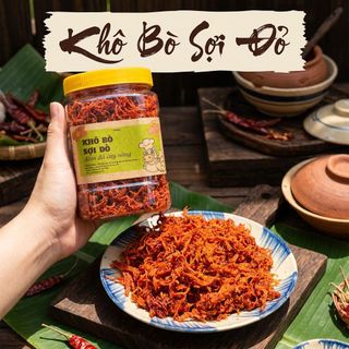 Khô Bò Sợi Đỏ Cay Thơm, Sợi Đậm Đà, Ăn Vặt Cực Cuốn 500g