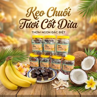 KẸO CHUỐI TƯƠI CỐT DỪA – NGON NGẬY, KHÔNG NGÁN 500G - WINNIE HOUSE