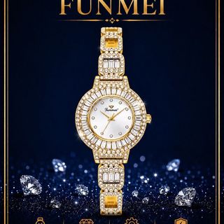 ĐỒNG HỒ NỮ CHÍNH HÃNG FUNMEI F2062 ĐÍNH ĐÁ CZ FULLBOX