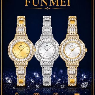 ĐỒNG HỒ NỮ CHÍNH HÃNG FUNMEI F2062 ĐÍNH ĐÁ CZ FULLBOX