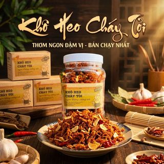 Khô Heo Cháy Tỏi Thơm Lừng, Kết Hợp Tỏi Phi Cực Cuốn 500g