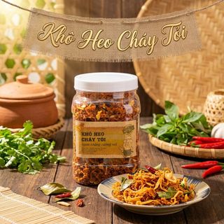 Khô Heo Cháy Tỏi Thơm Lừng, Kết Hợp Tỏi Phi Cực Cuốn 500g