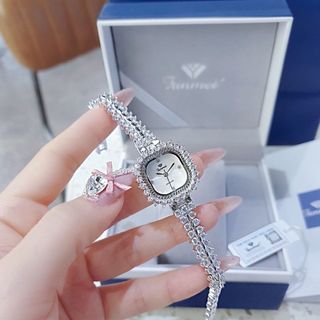 ĐỒNG HỒ NỮ CHÍNH HÃNG FUNMEI F2125 MẶT VUÔNG ĐÍNH ĐÁ CZ FULLBOX TEM