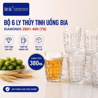 BỘ 6 LY THỦY TINH UỐNG BIA 380ML DIAMONDS ZB01-400 (T8)