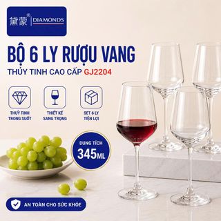 BỘ 6 LY THUỶ TINH UỐNG RƯỢU VANG DIAMONDS GJ2204