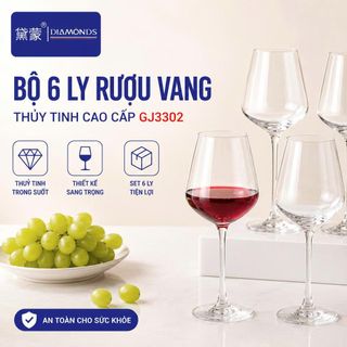 BỘ 6 LY THUỶ TINH UỐNG RƯỢU VANG TRÒN GJ3304