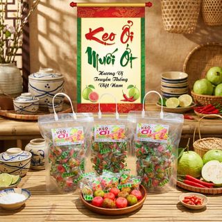 🍬 KẸO ỔI MUỐI ỚT – CHUA NGỌT CAY NHẸ, ĂN LÀ MÊ 500g🍬