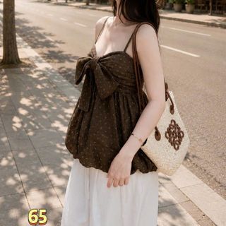 Áo Hai Dây Dáng Bí Babydoll Hoa Nhí Đính Nơ Bản To Nổi Bật #65