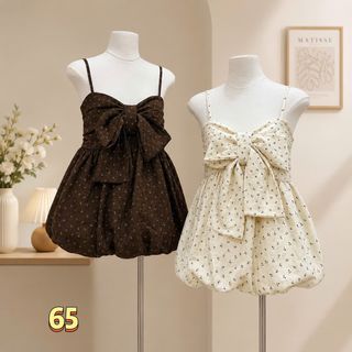 Áo Hai Dây Dáng Bí Babydoll Hoa Nhí Đính Nơ Bản To Nổi Bật #65