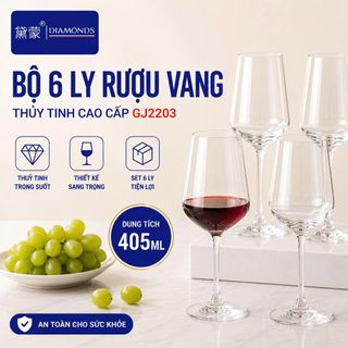 BỘ 6 LY THUỶ TINH UỐNG RƯỢU VANG DIAMONDS GJ2203