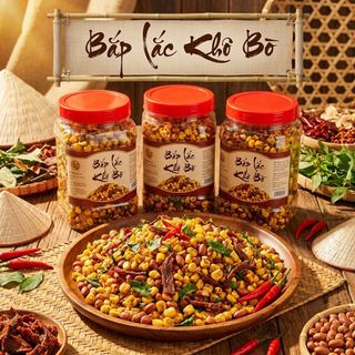 BẮP LẮC KHÔ BÒ – GIÒN RỤM ĐẬM VỊ, ĂN LÀ GHIỀN 500g