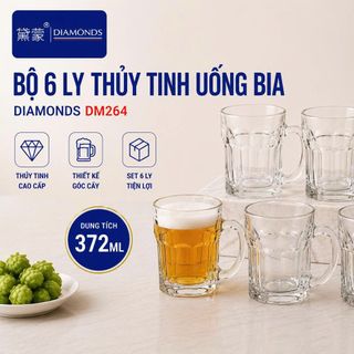 BỘ 6 LY THUỶ TINH UỐNG BIA DIAMONDS DM264 (T8)