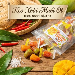 🥭 KẸO XOÀI DẺO MUỐI ỚT – CHUA NGỌT CAY CAY, ĂN LÀ GHIỀN 500G