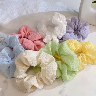 Dây cột tóc vải nhúng phong cách hàn quốc màu pastel xinh xắn