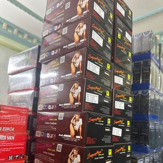 bao cao su super men - gân,gai,bạc hà- hộp 10 cái