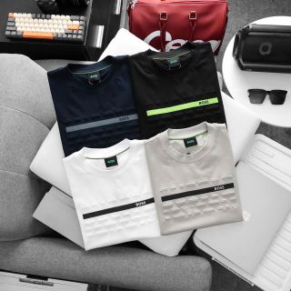 T-Shirt Boss nam in dập nổi. Chất cotton 4c mềm mịn, logo in lụa kết hợp hoạ tiết dập nổi.