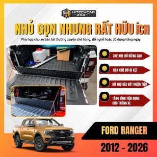 Tấm chắn bửng Ford Ranger 2012-2026 HitechCar4X4 thép sơn tĩnh điện che khe hở chống rơi đồ bền đẹp