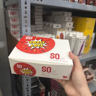 bao cao su SO 001 siêu mỏng- hương dâu- hộp 12 cái