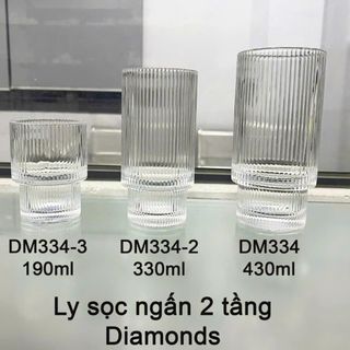 BỘ 6 LY THUỶ TINH SỌC NGẤN 2 TẦNG DIAMONDS DM334-2