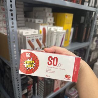 bao cao su SO 001 siêu mỏng- hương dâu- hộp 12 cái