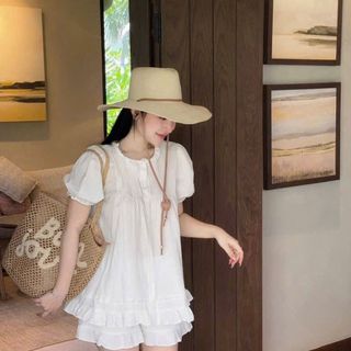 Set Váy Nữ Cộc Tay Babydoll Dễ Thương Chất Cotton Hàn Mềm Mát #115