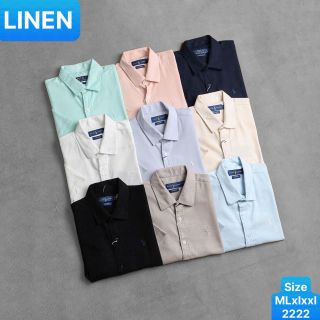Linen - Polo tay ngắn nam.   Chất vải linen mềm - tưng - ko pha.