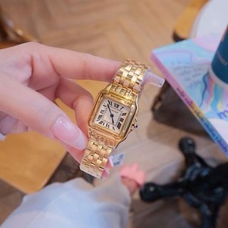 ĐỒNG HỒ NỮ CAO CẤP KATIER DÂY THÉP VÀNG MẶT TRẮNG VUÔNG MINI