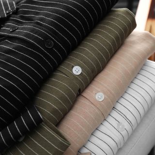 Sơ mi Linen nam sọc tăm Tay dài.  Chất vải Linen Sọc Cotton.