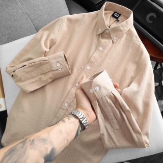 Sơ mi Linen nam sọc tăm Tay dài.  Chất vải Linen Sọc Cotton.