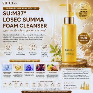 Sữa Rửa Mặt Tái Sinh Da Su:M37° Losec Summa Foam Cleanser Mini 90ml giúp làm sạch da dịu nhẹ mà vẫn giữ được độ ẩm tự nhiên