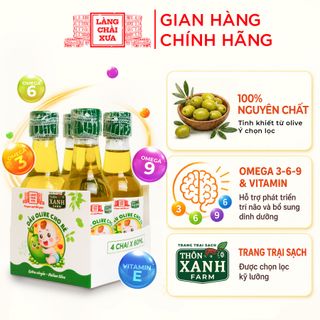 [Lốc 4 chai] Dầu Olive Nguyên Chất Thôn Xanh 60ml Ép Lạnh ITALIAN OLIVE cho bé ăn dặm Làng Chài Xưa