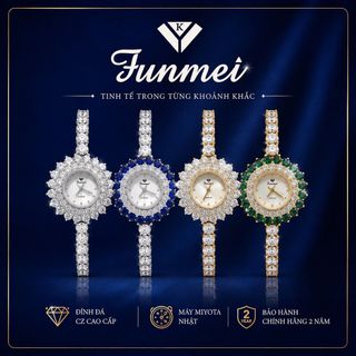 ĐỒNG HỒ NỮ CHÍNH HÃNG FUNMEI F2061 ĐÍNH ĐÁ CZ FULLBOX