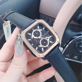 ĐỒNG HỒ NAM CAO CẤP POSXIL PIN DÂY DA ĐEN MẶT VUÔNG FULLBOX
