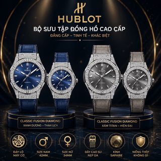 ĐỒNG HỒ NAM NỮ CAO CẤP HUPOT AUTOMATIC VIỀN HỘT DÂY CAO SU BỌC DA