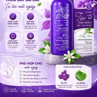 Dung Dịch Vệ Sinh Lá Bàng Tía Tô Trầu Không Bạc Collagen Hương Bưởi Chai Tròn 150ml