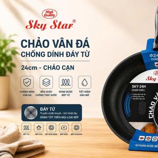 CHẢO VÂN ĐÁ CHỐNG DÍNH ĐÁY TỪ SKY STAR 24cm (CHẢO CẠN)